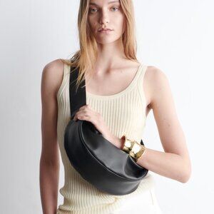 COS Swing Crossbody Bag in Black Leather